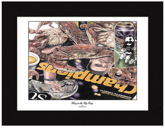 Glory in the Big Easy Crab on Newspaper Print - Ravens 2012 Super Bowl Win - JWB Art Unlimited