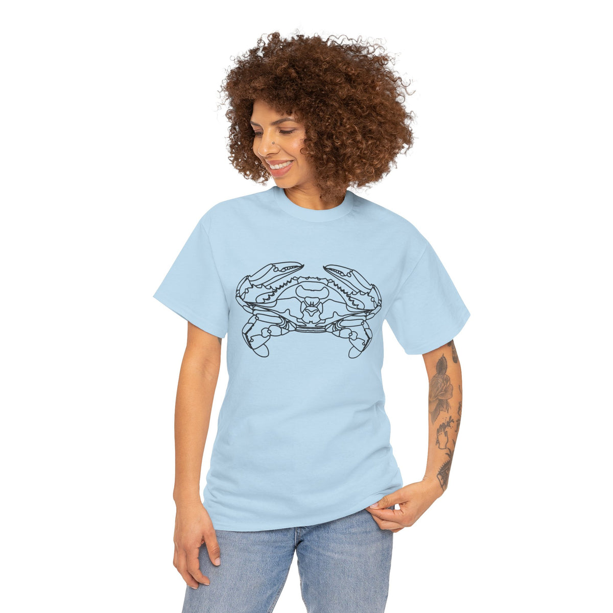 Bay Blue Crab Outline Graphic T-Shirt - Unisex
