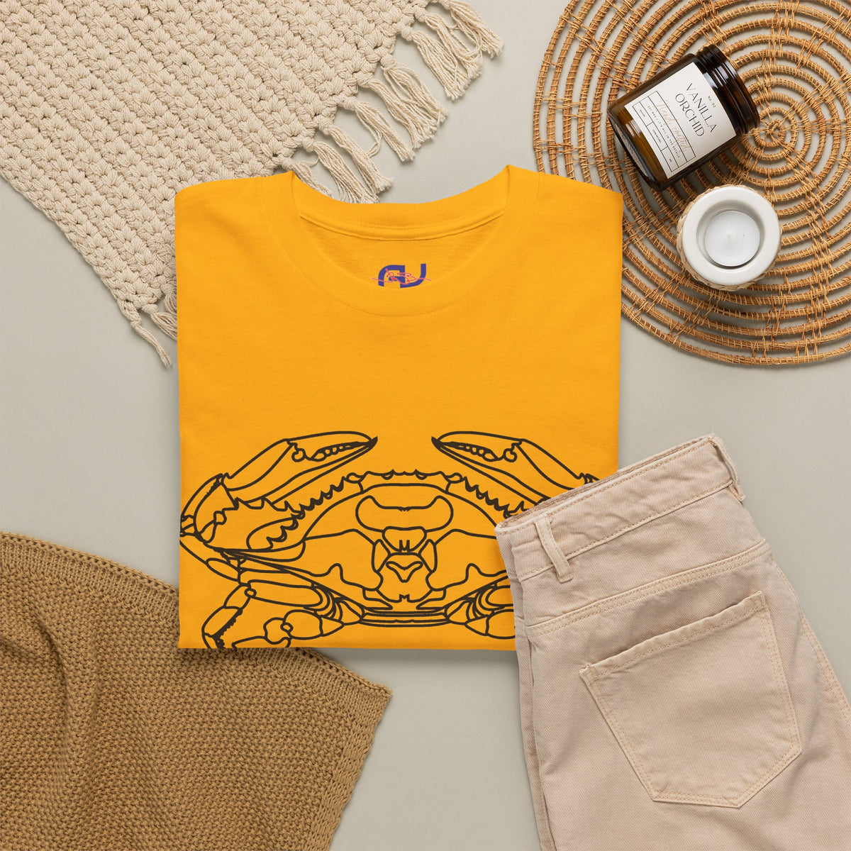 Bay Blue Crab Outline Graphic T-Shirt - Unisex
