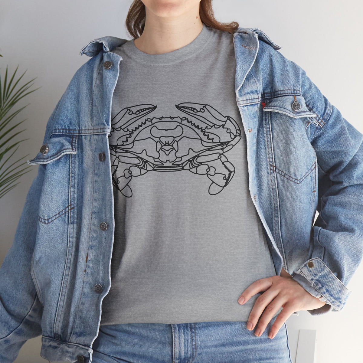 Bay Blue Crab Outline Graphic T-Shirt - Unisex