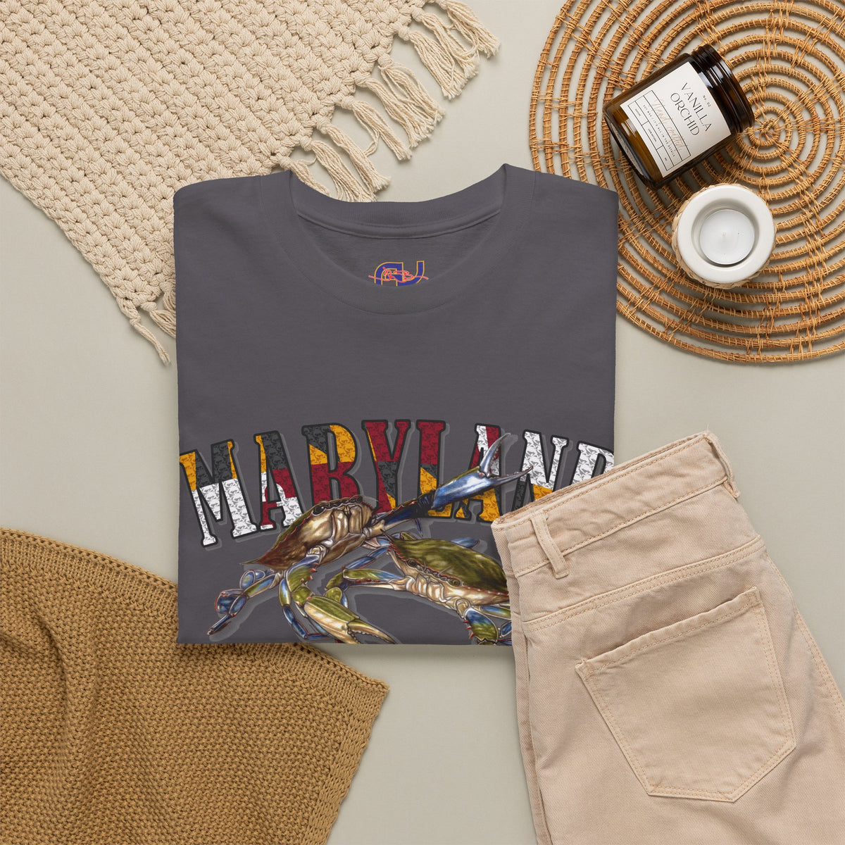 Maryland Crab and Flag T-Shirt - Unisex