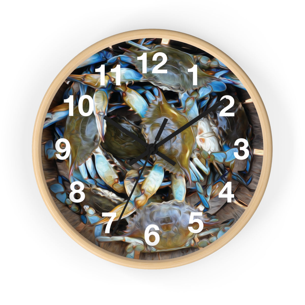 Blue Crab Wall Clock — Coastal Marine Kitchen Clock, Crab Lover Home Decor
