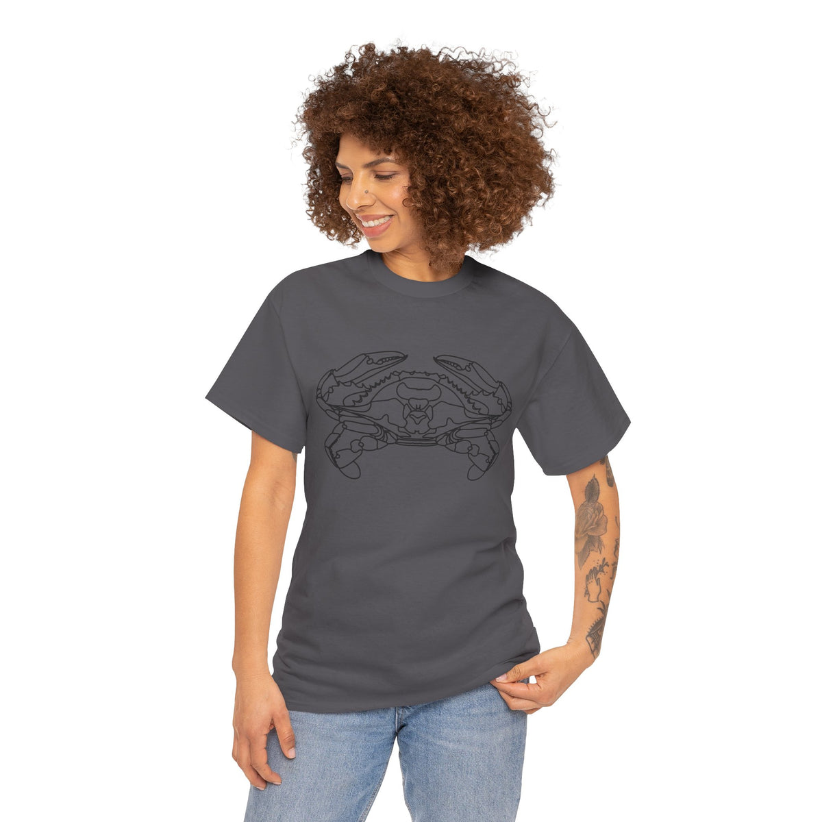 Bay Blue Crab Outline Graphic T-Shirt - Unisex