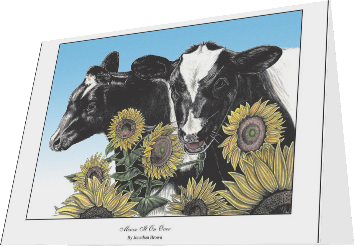 Moove it on Over Cow & Sunflower Art Print — view 3