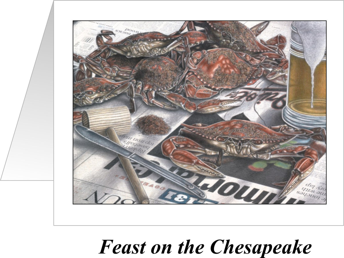 Feast on the Chesapeake Orioles Crab Note Cards - JWB Art Unlimited