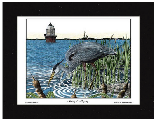 Fishing the Magothy Blue Heron Print - JWB Art Unlimited