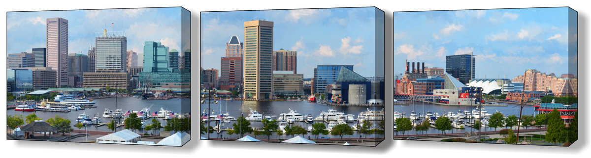 The Baltimore Harbor Close-Up Full 3-pc Set - JWB Art Unlimited