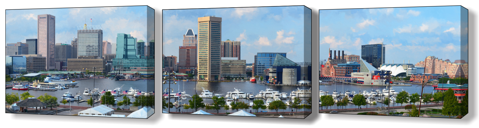 The Baltimore Harbor Close-Up Full 3-pc Set - JWB Art Unlimited