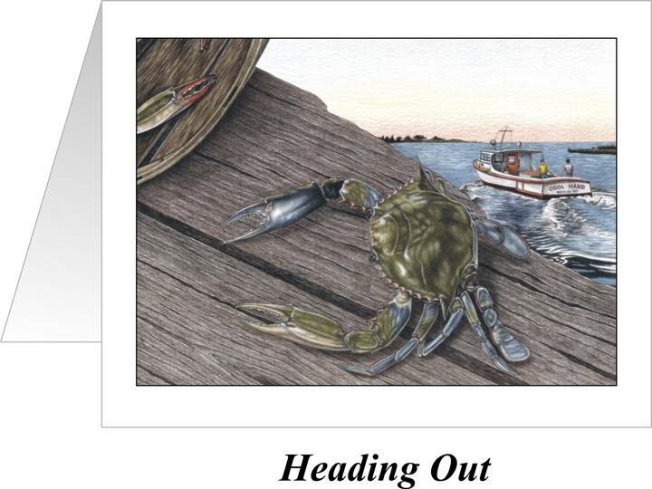 Heading Out Crab Note Cards