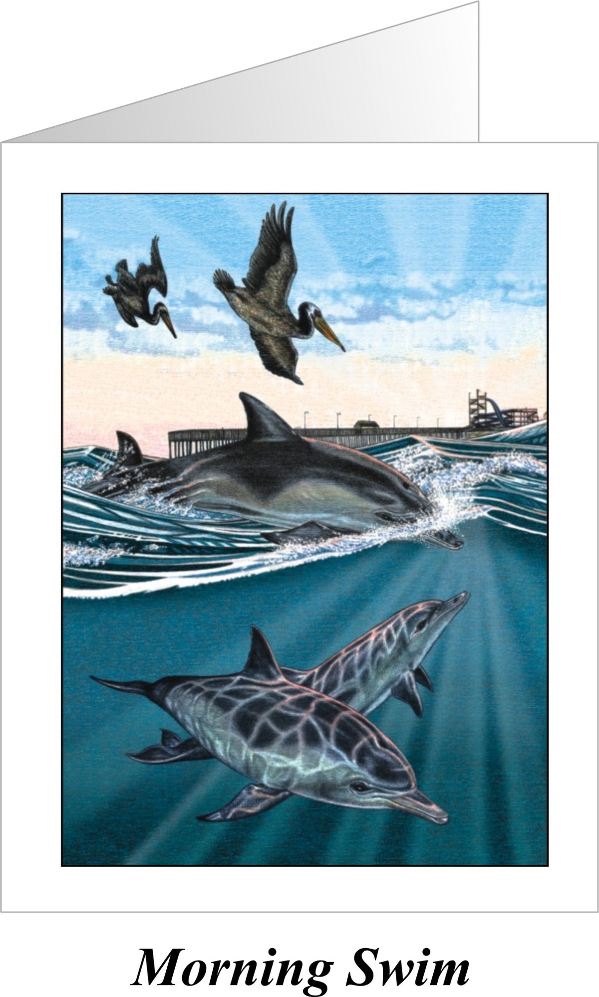 Morning Swim Dolphins &amp; Pelicans Wall Art