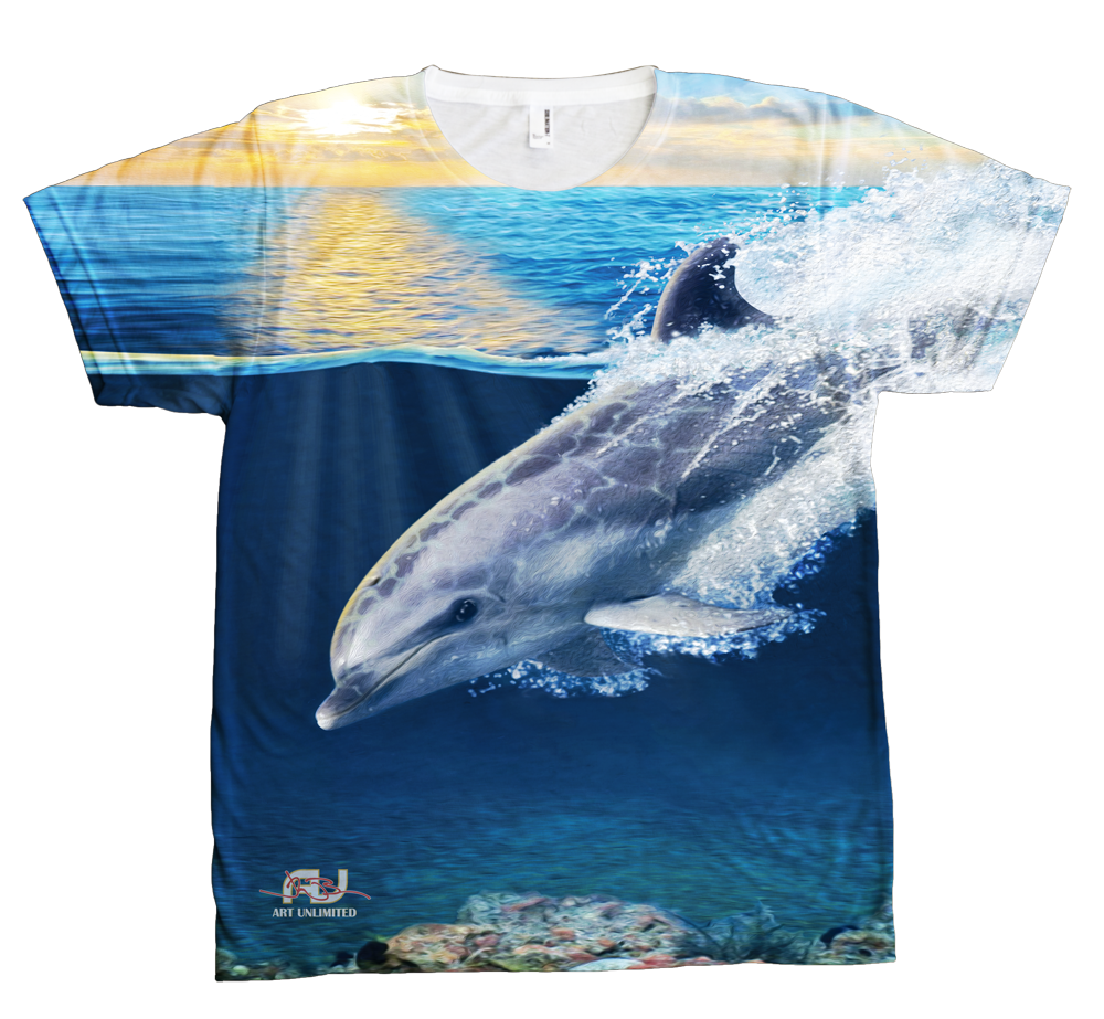 T-Shirt - All-Over On Porpoise Dolphin Design - JWB Art Unlimited