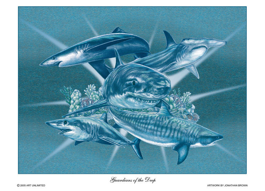 Guardians of the Deep Shark Wall Art - JWB Art Unlimited