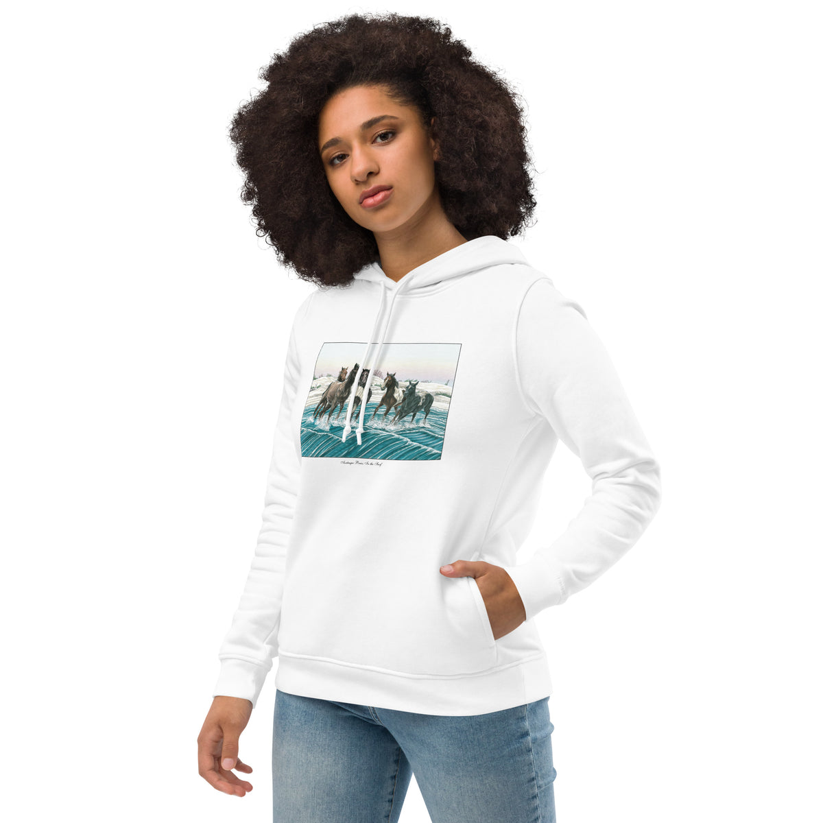 Women&#39;s eco fitted hoodie - Ponies of Assateague